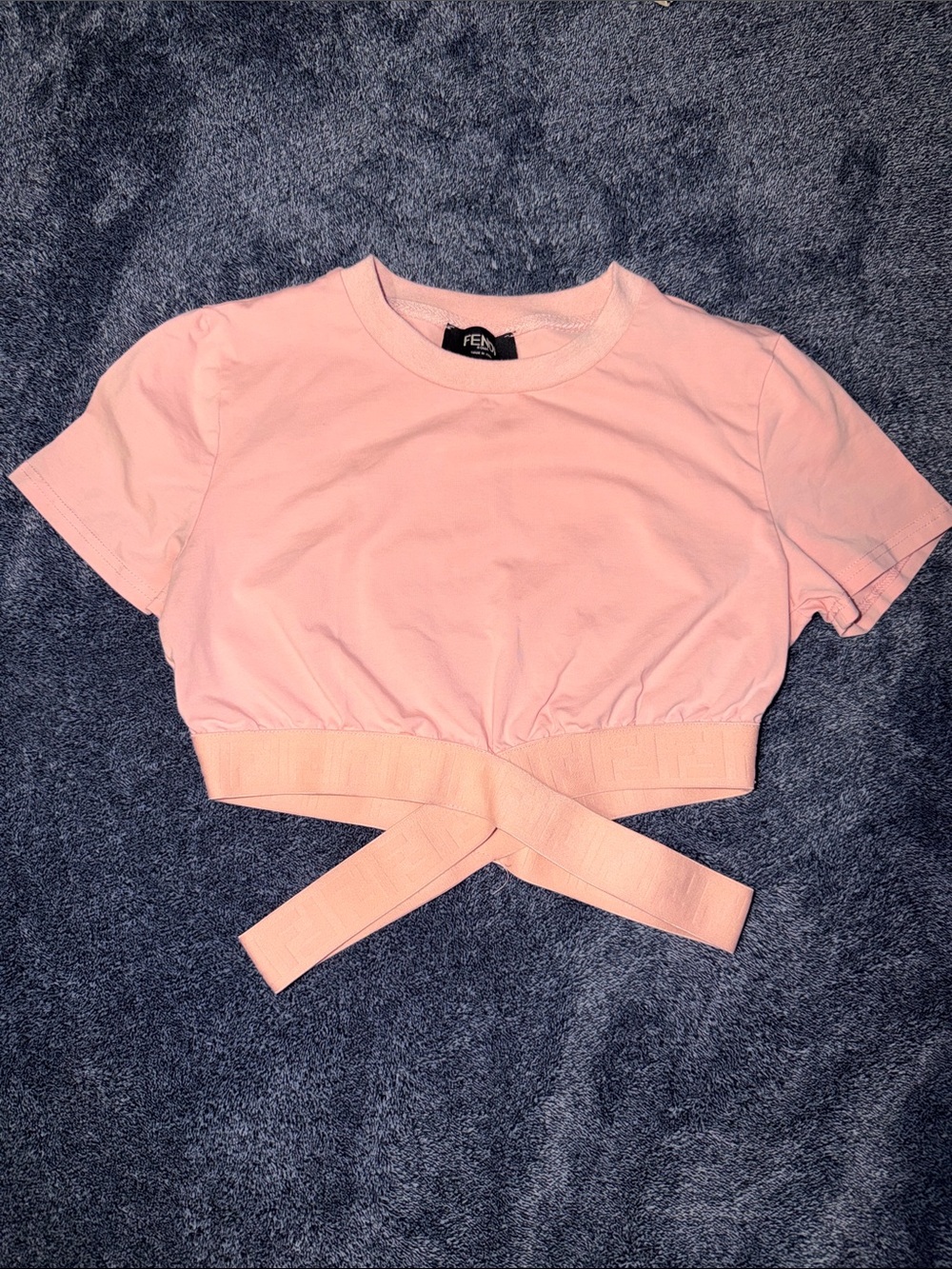 Pink Cropped Wrap-Front Tee